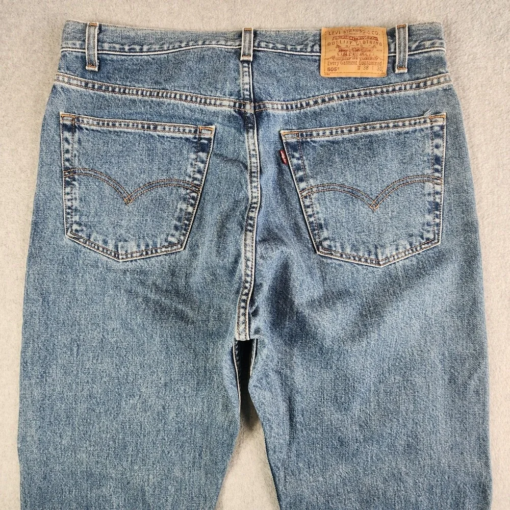 Vintage Levis 505 Jeans Mens 36x30 Blue Straight Fit Denim Medium Wash Tag 38x30